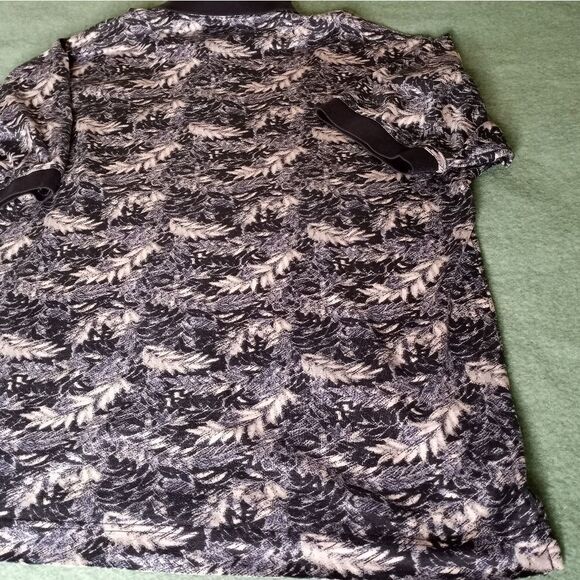 Cuter& Buck L 100% Cotton Twelve BridgeGolf Club Shortsleeves Leaves Print Men's - Picture 8 of 8